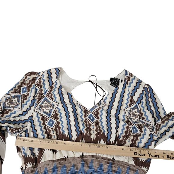 Ariat Dress Womens Large Chimayo Smocked Waist Centinela Traditional Arts Aztec - Picture 9 of 10
